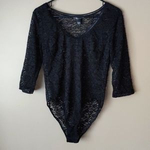 Victoria's Secret Black Lace Bodysuit